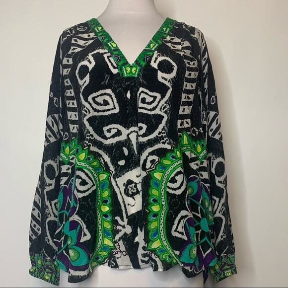 Rococo sand throne print silk embroidered blouse - Picture 8 of 10